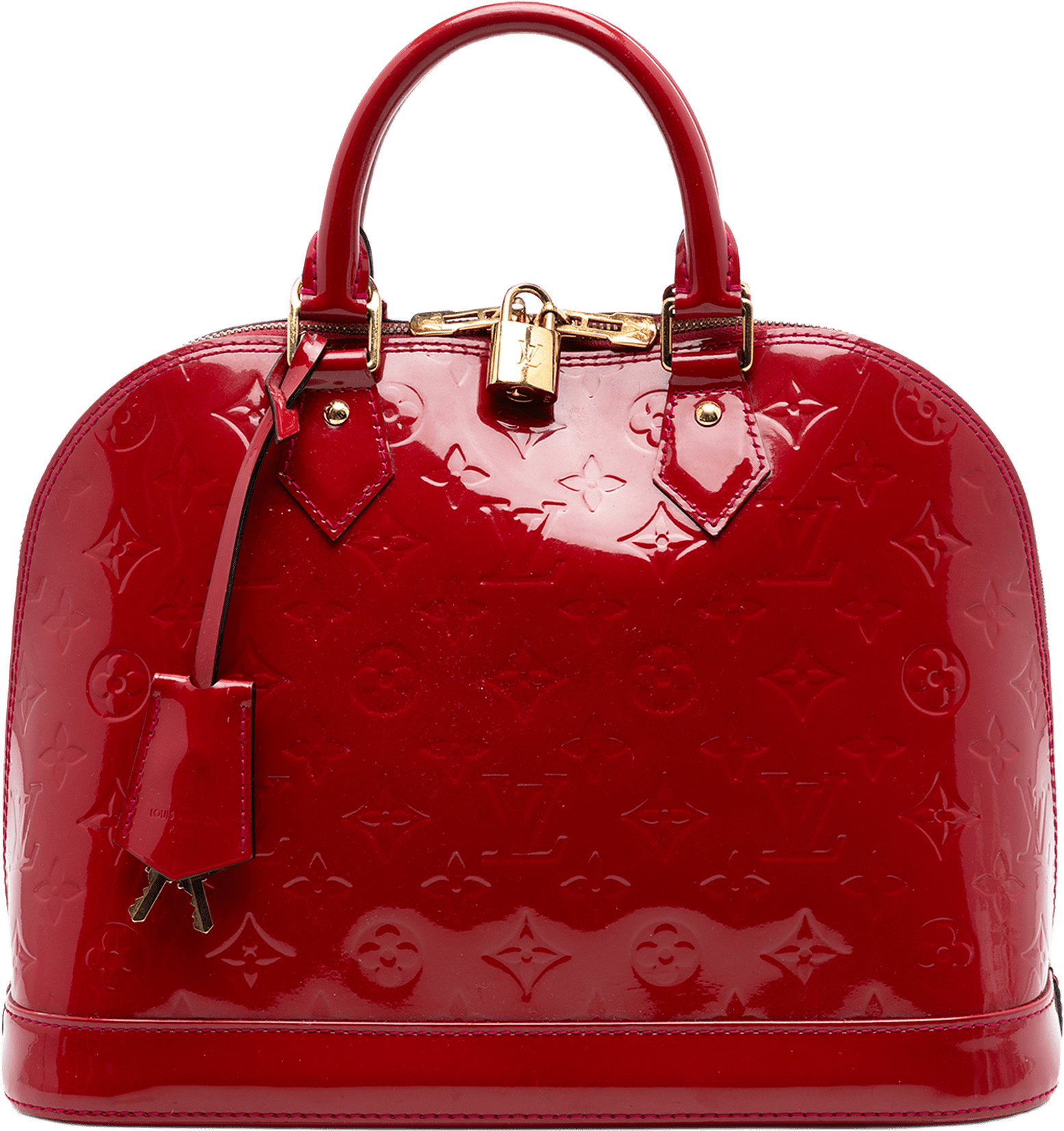 Louis Vuitton Monogram Vernis Alma Pm, från Luxclusif, i färgen red.