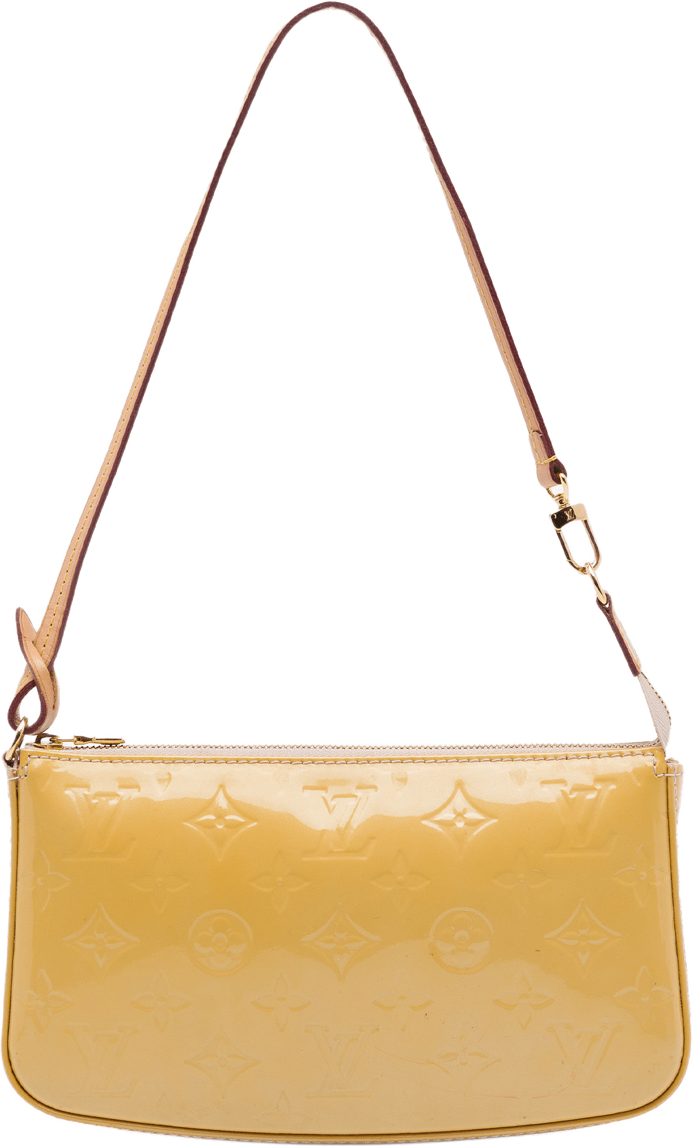 Louis Vuitton Monogram Vernis Pochette Accessoires, från Luxclusif, i färgen beige.