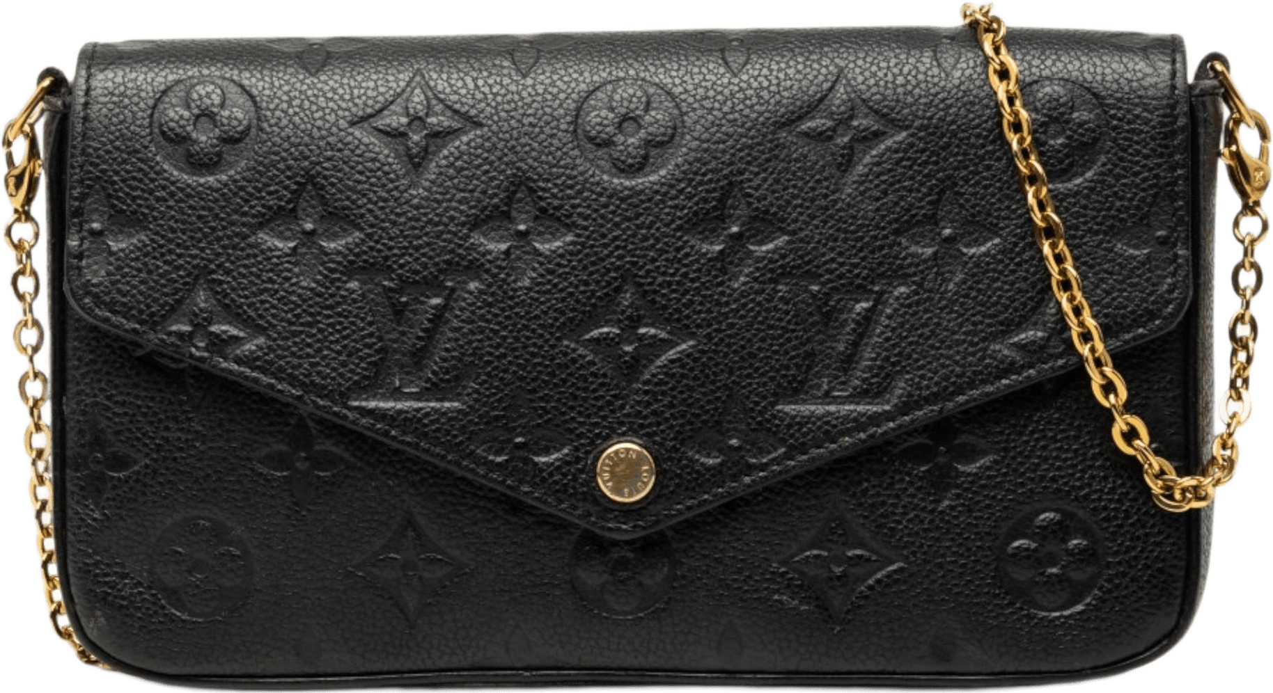 Louis Vuitton Monogram Empreinte Pochette Felicie, från Luxclusif, i färgen svart.