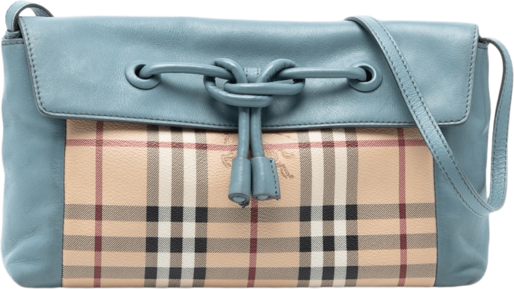 Burberry Haymarket Check Coated Canvas Leah Crossbody, från Luxclusif, i färgen blå.