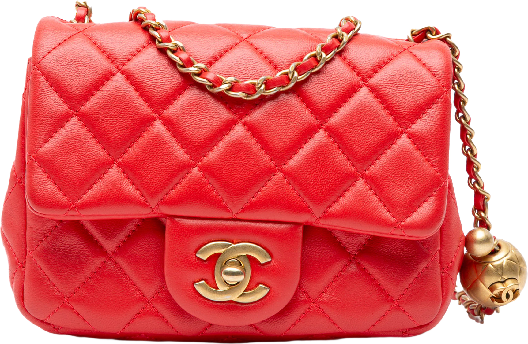 Chanel Mini Square Classic Lambskin Pearl Crush Single Flap