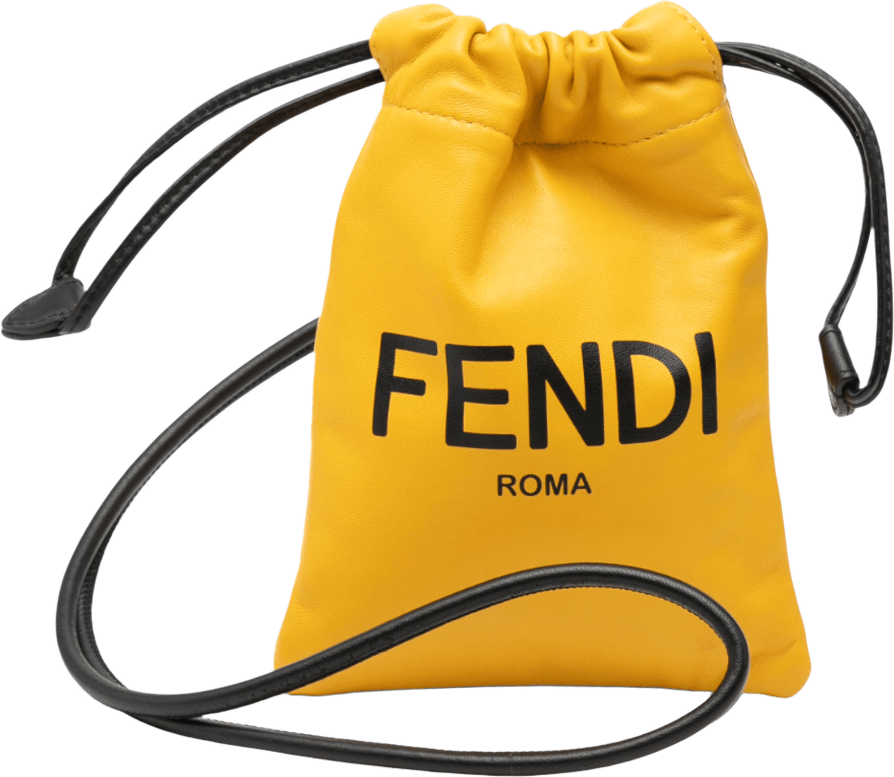 Fendi Nappa Logo Neck Phone Pouch, från Luxclusif, i färgen yellow.