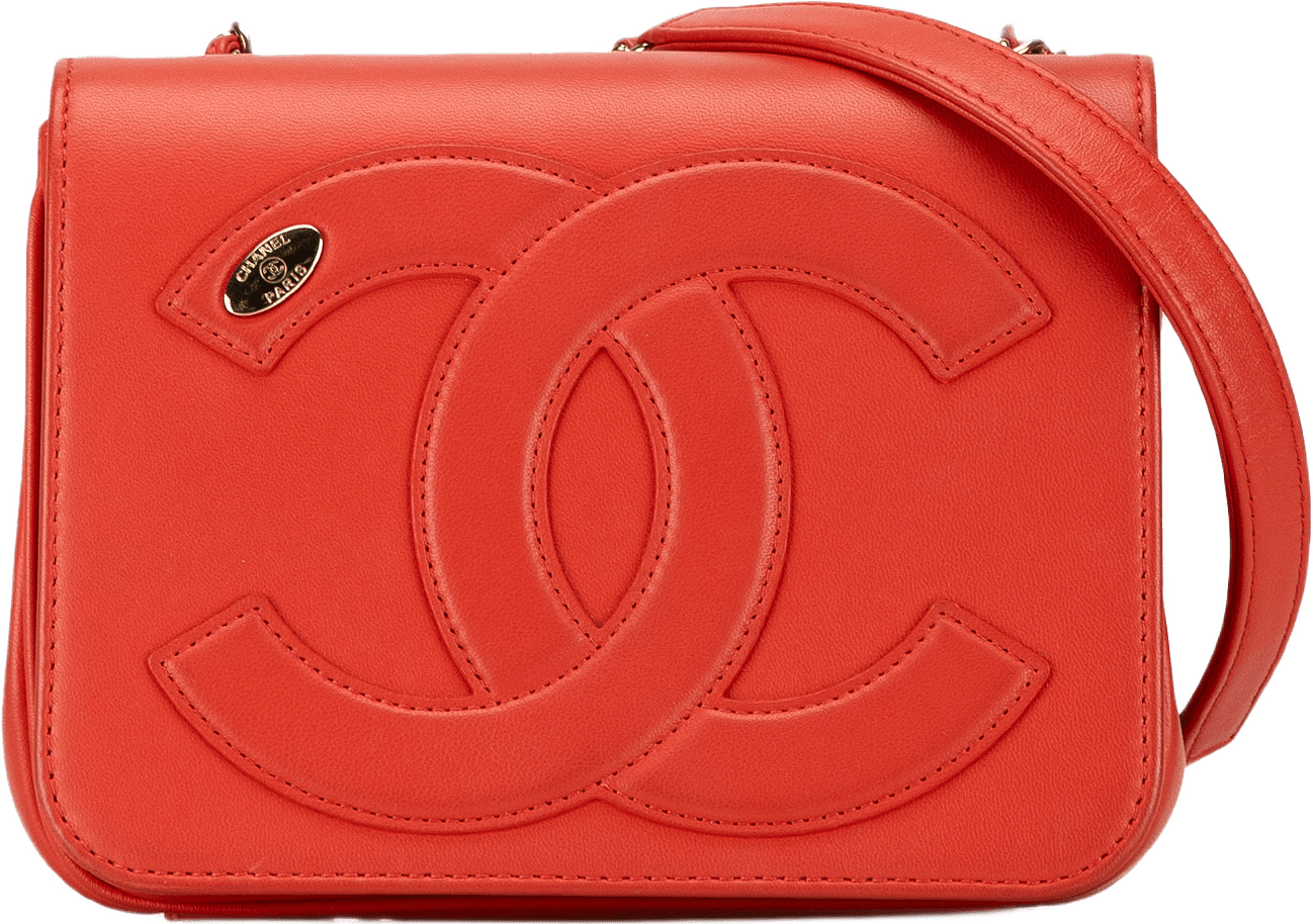 Chanel Lambskin Cc Mania Flap, från Luxclusif, i färgen red.