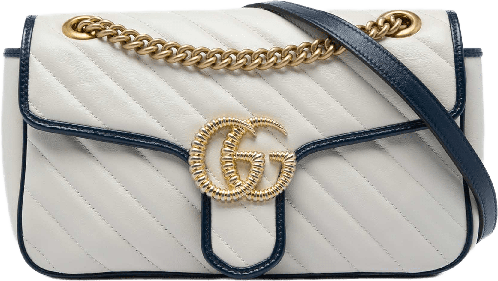 Gucci Medium Gg Marmont Matelasse Diagonal Calfskin Torchon Shoulder Bag, från Luxclusif, i färgen off white.