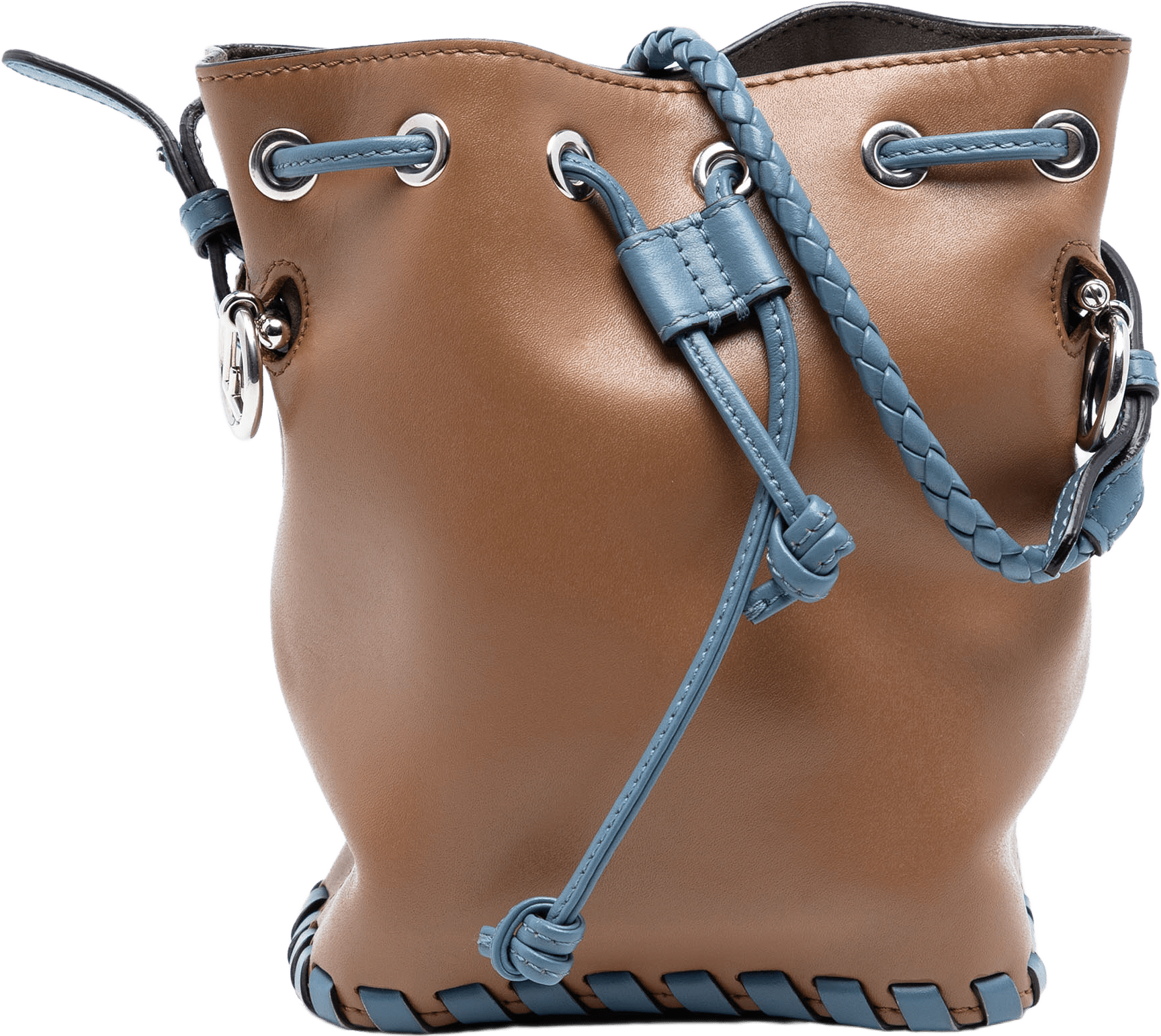 Fendi Mini Leather Whipstitch Mon Tresor Bucket Bag, från Luxclusif, i färgen brown.