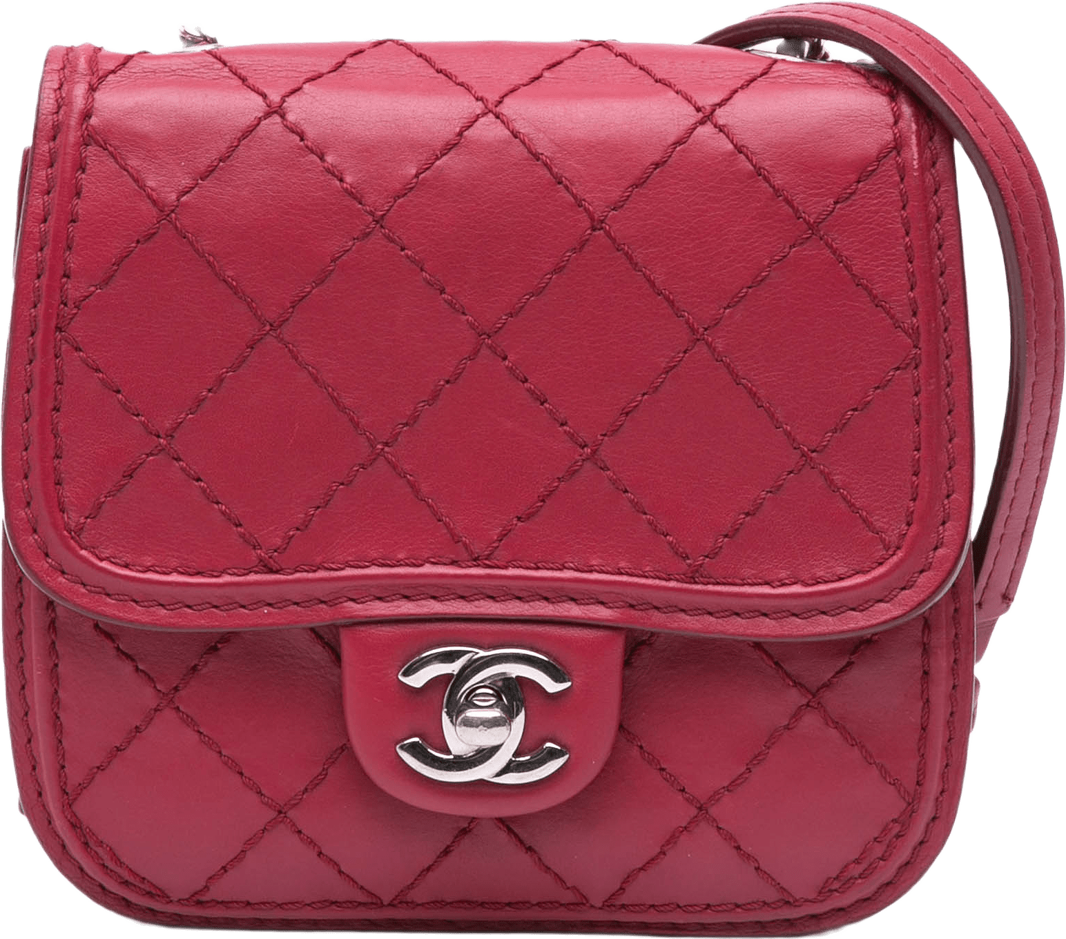 Chanel Mini Stitched Calfskin Citizen Flap, från Luxclusif, i färgen dark pink.