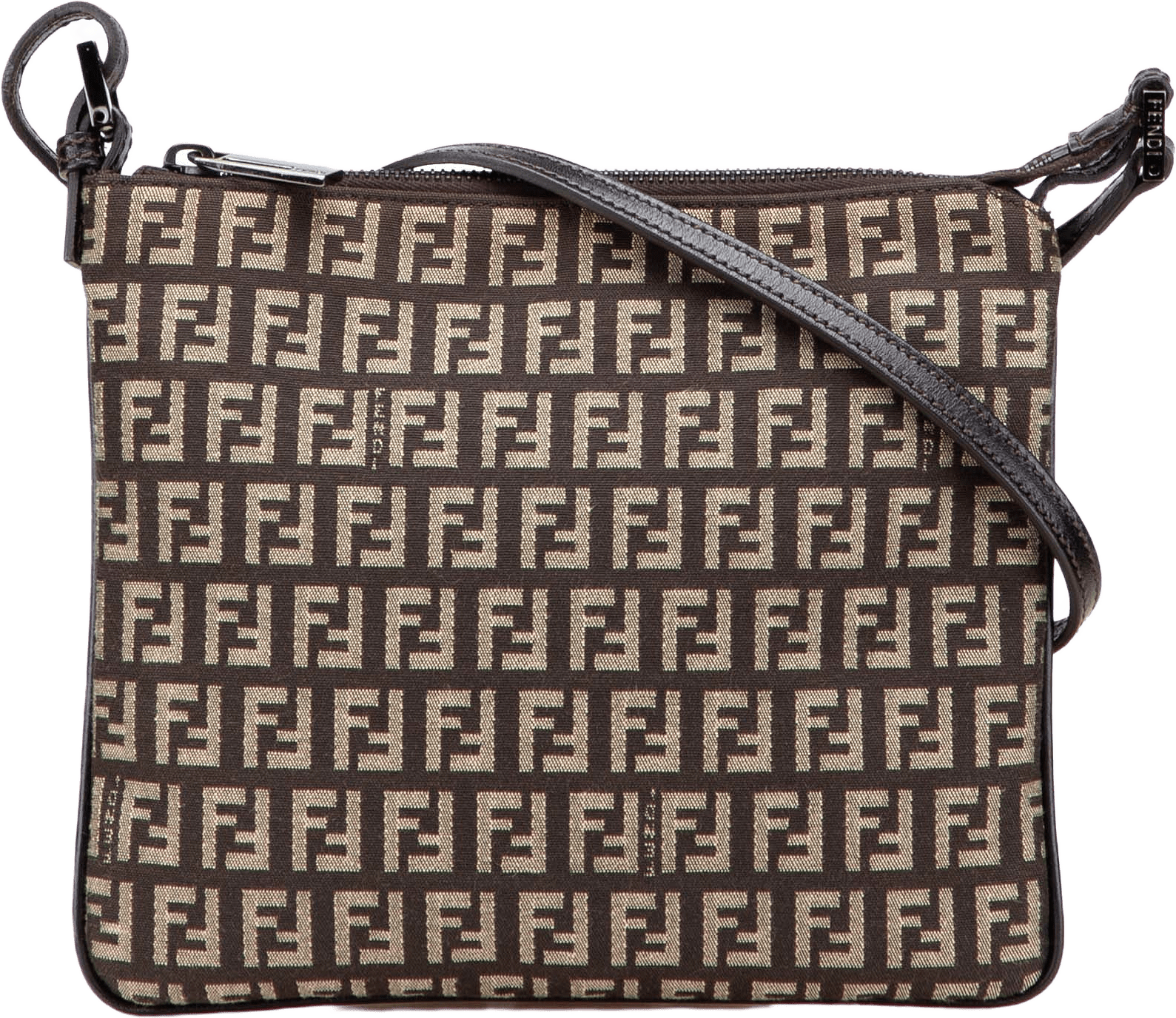 Fendi Zucchino Canvas Crossbody, från Luxclusif, i färgen dark brown.