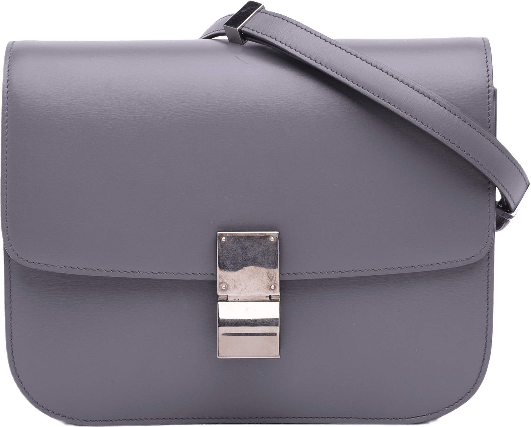 Celine Medium Calfskin Classic Box, från Luxclusif, i färgen purple.