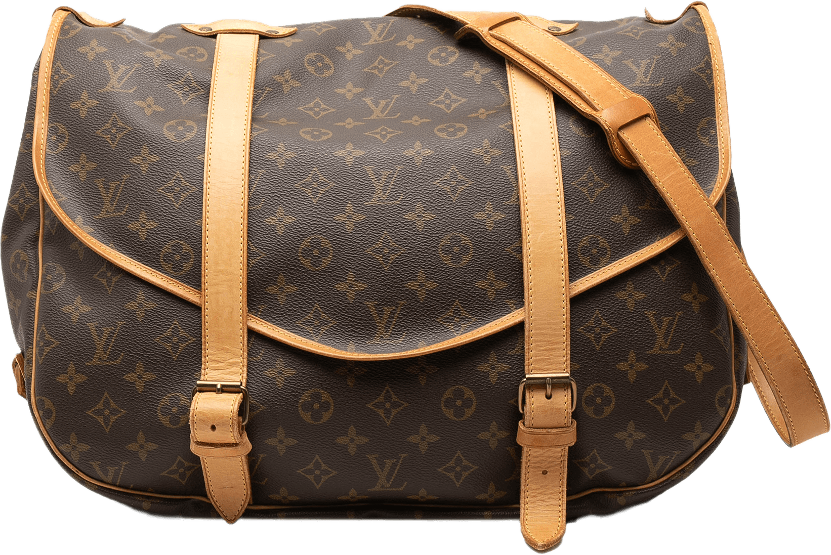 Louis Vuitton Monogram Saumur 43, från Luxclusif, i färgen brun.
