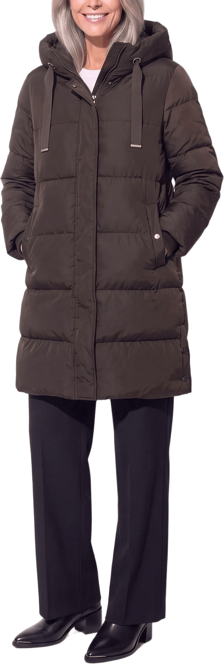 Leona Coat, från Saki, i färgen coffee brown.