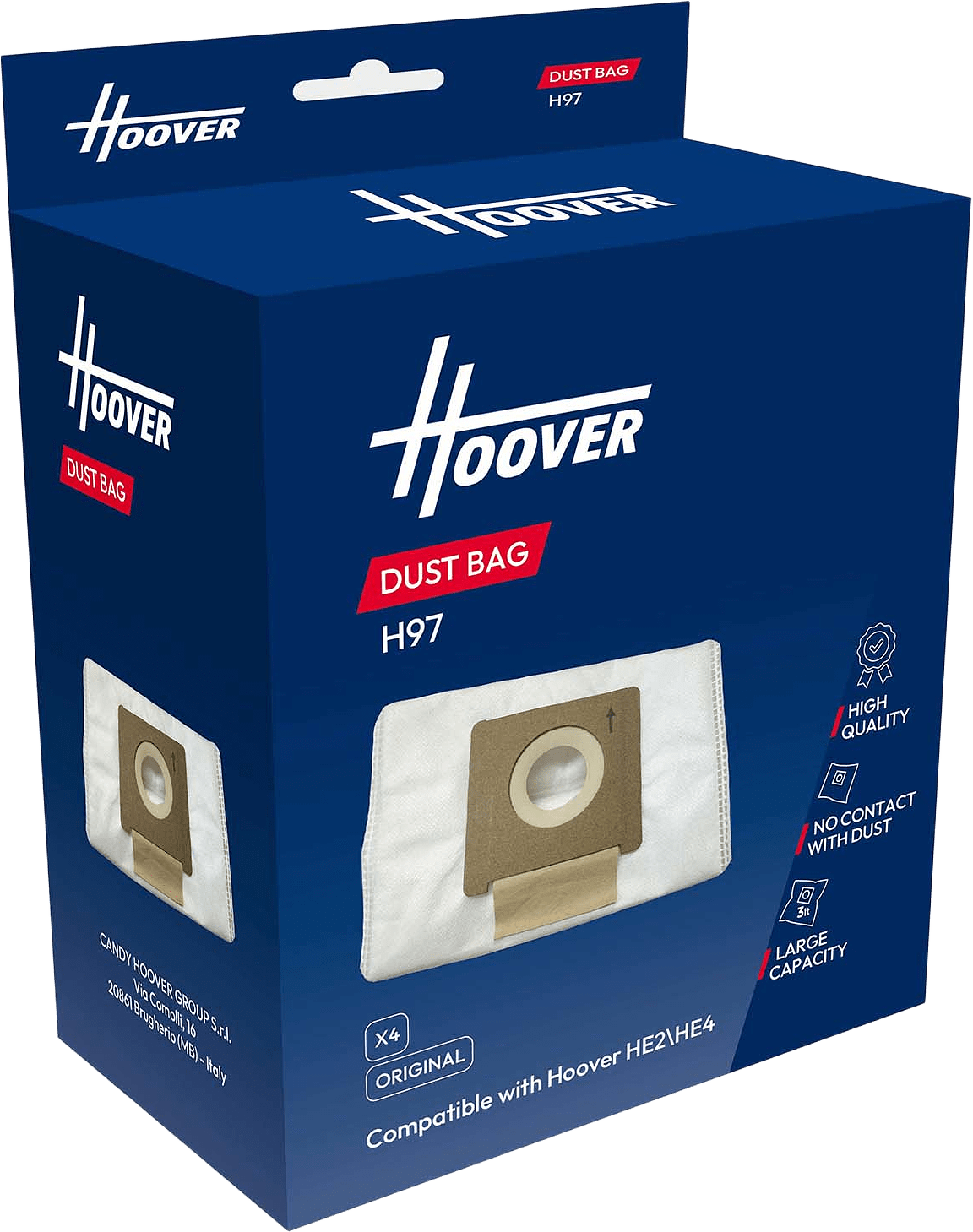 Dammsugarpåsar H97 För He2/he4/hf3 Pro, 4-pack, från Hoover, i färgen beige.