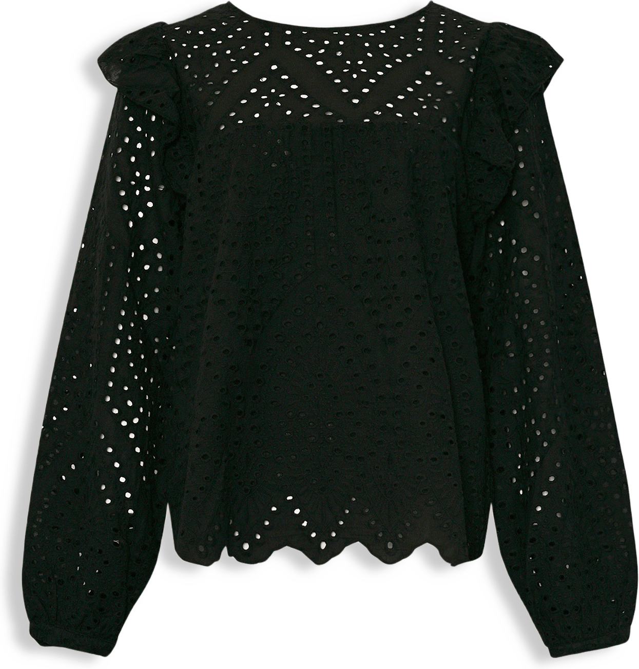 Dalia, Blouse, Long Sleeve, Cotton - Black