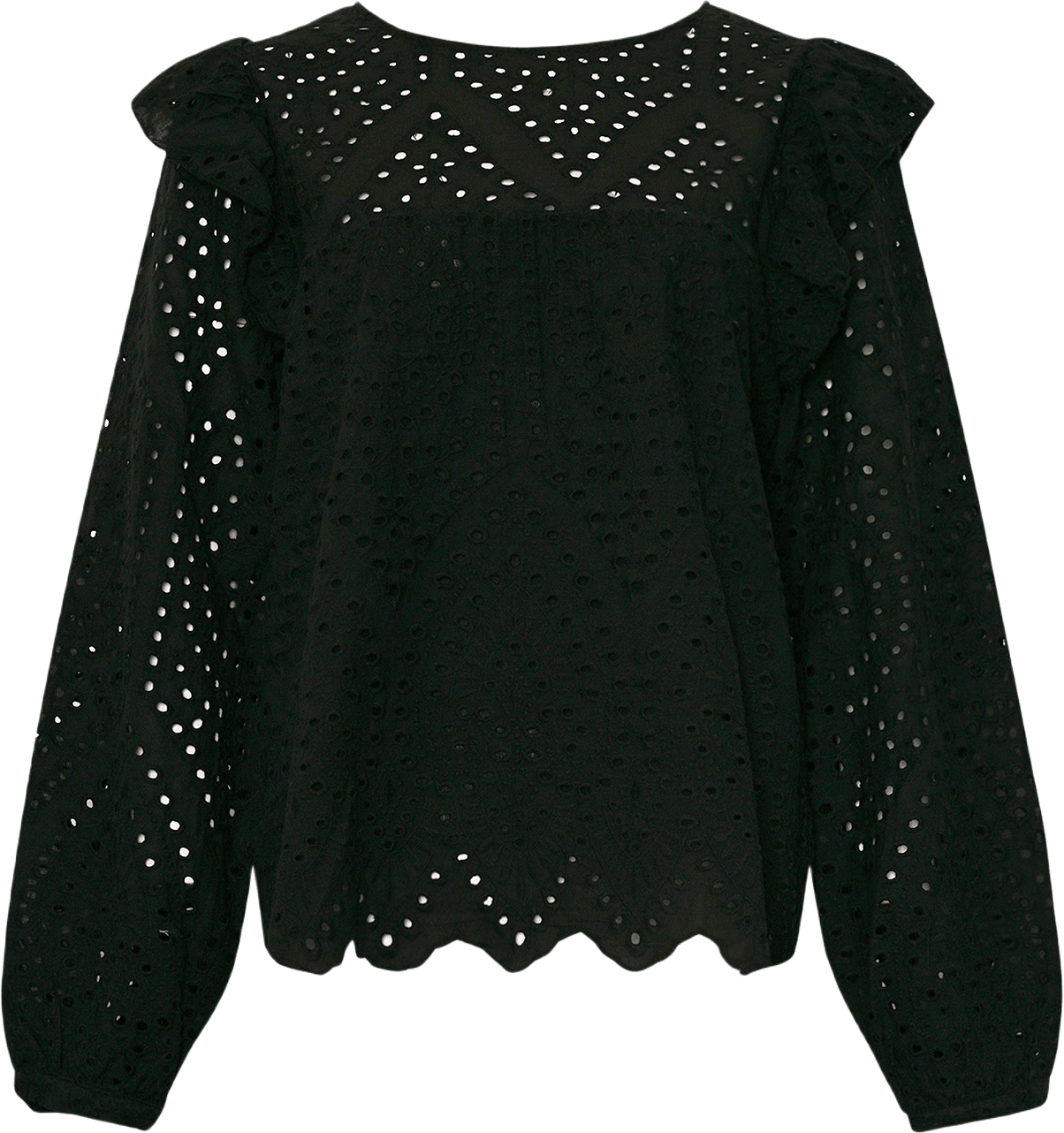 Dalia, Blouse, Long Sleeve, Cotton - Black, från Tiffany, i färgen black.