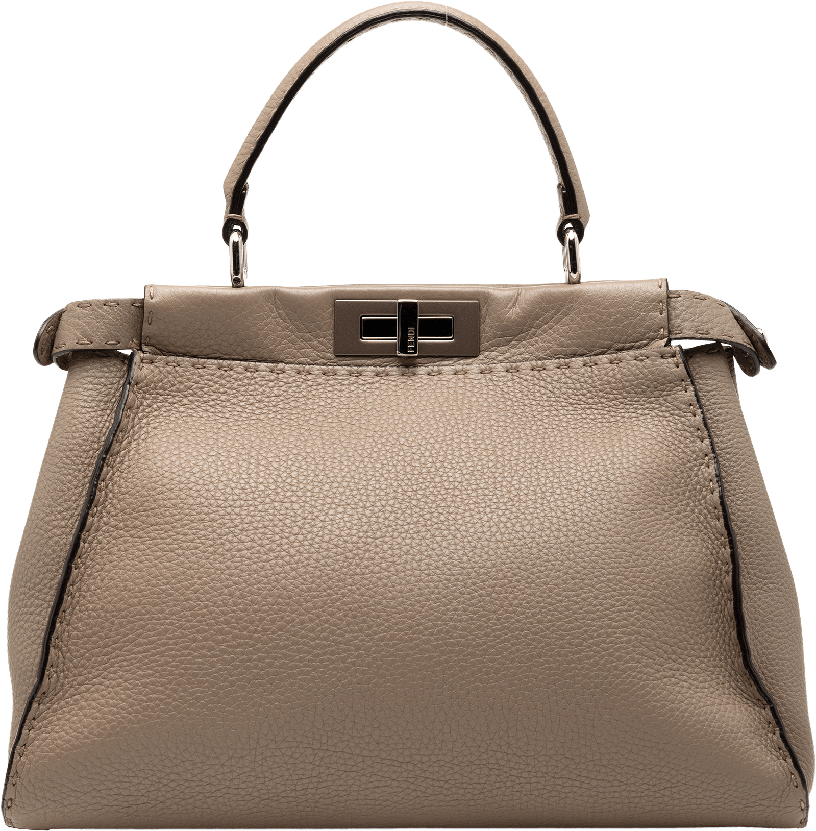 Fendi Medium Leather Selleria Peekaboo Iconic Satchel, från Luxclusif, i färgen light brown.