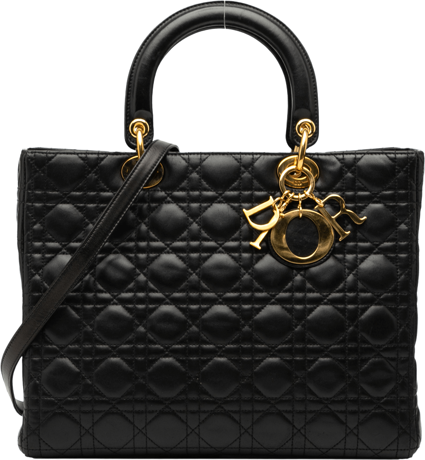 Dior Large Lambskin Cannage Lady Dior, från Luxclusif, i färgen black.