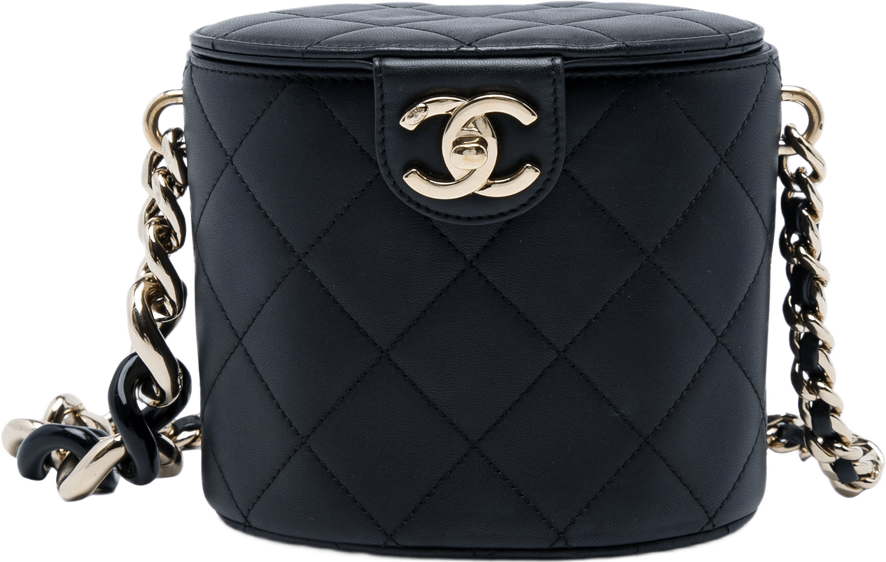 Chanel Cc Lambskin Elegant Chain Vanity Case, från Luxclusif, i färgen svart.