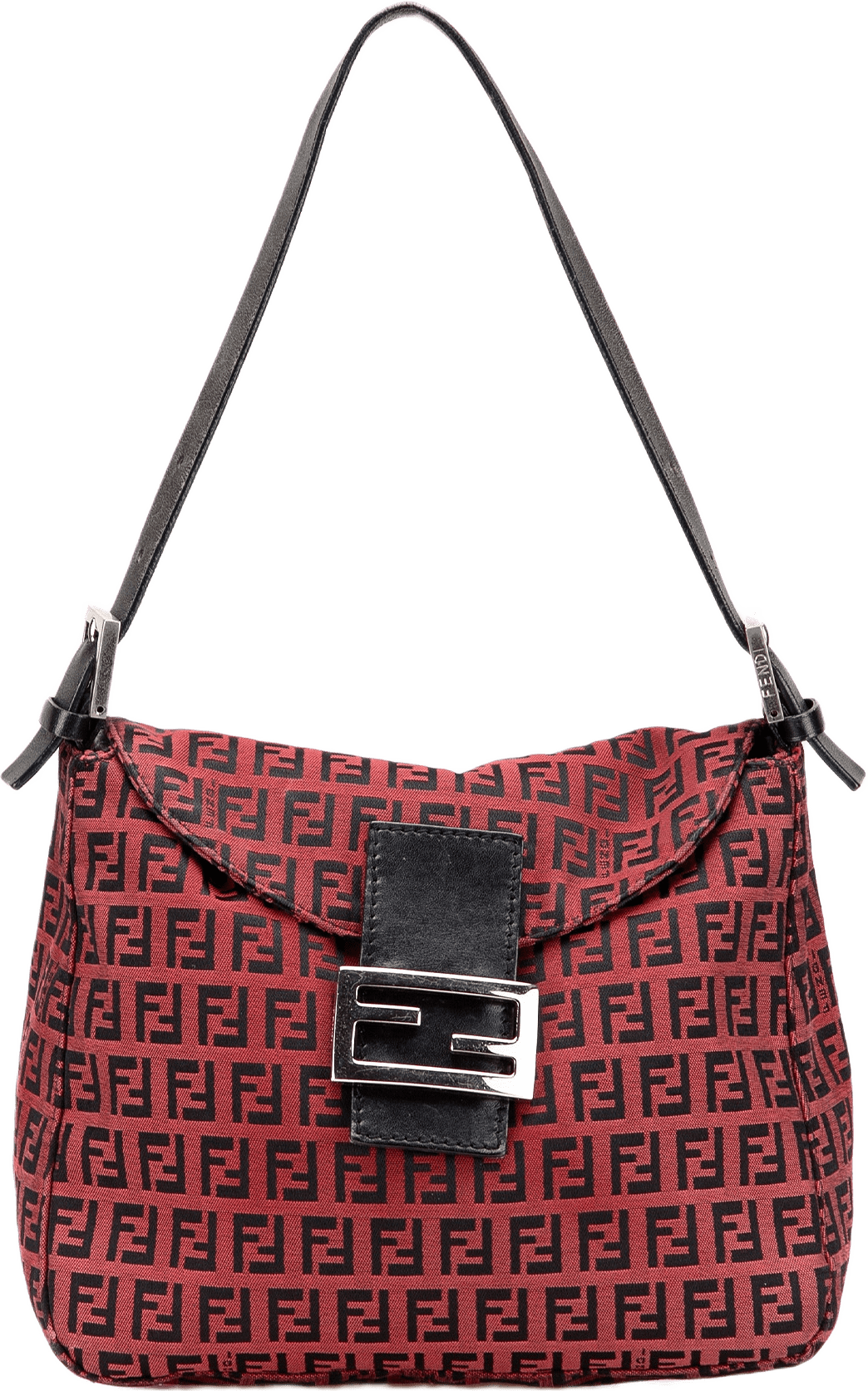 Fendi Zucca Canvas Double Flap Mamma, från Luxclusif, i färgen red.