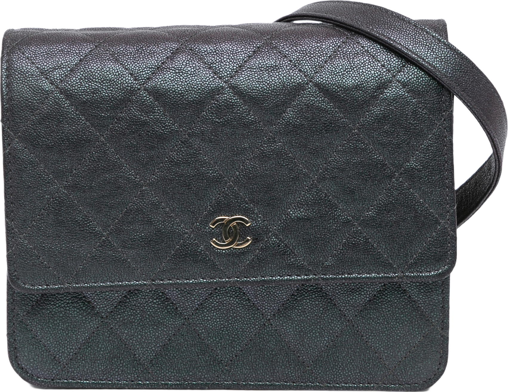 Chanel Quilted Caviar Square Wallet On Chain