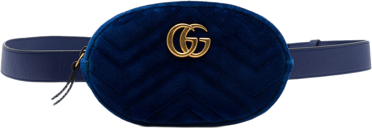Gucci Gg Marmont Matelasse Velvet Belt Bag, från Luxclusif, i färgen blå.
