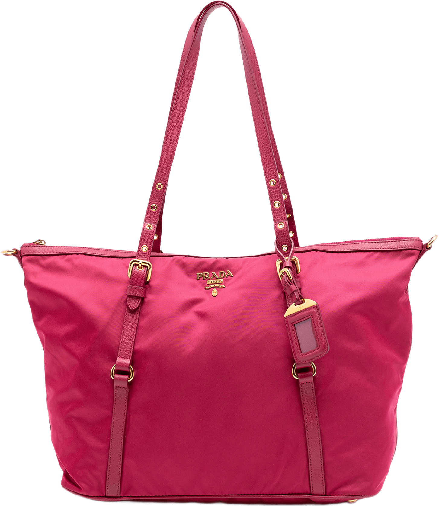 Prada Saffiano Trimmed Tessuto Satchel, från Luxclusif, i färgen rosa.