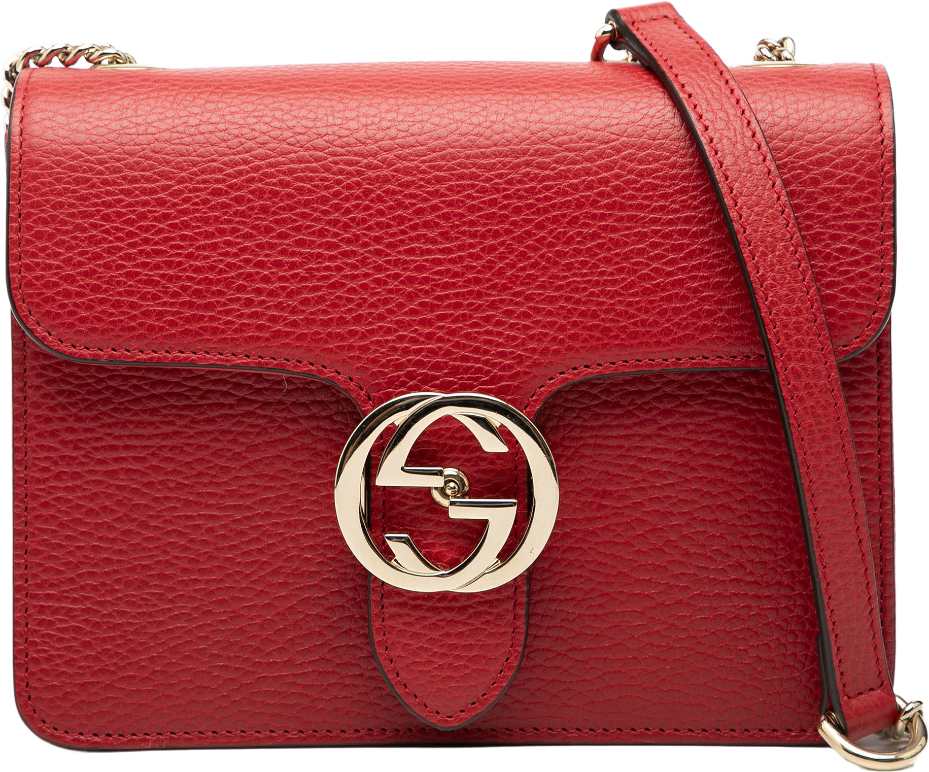 Gucci Small Dollar Calfskin Interlocking G Crossbody, från Luxclusif, i färgen red.