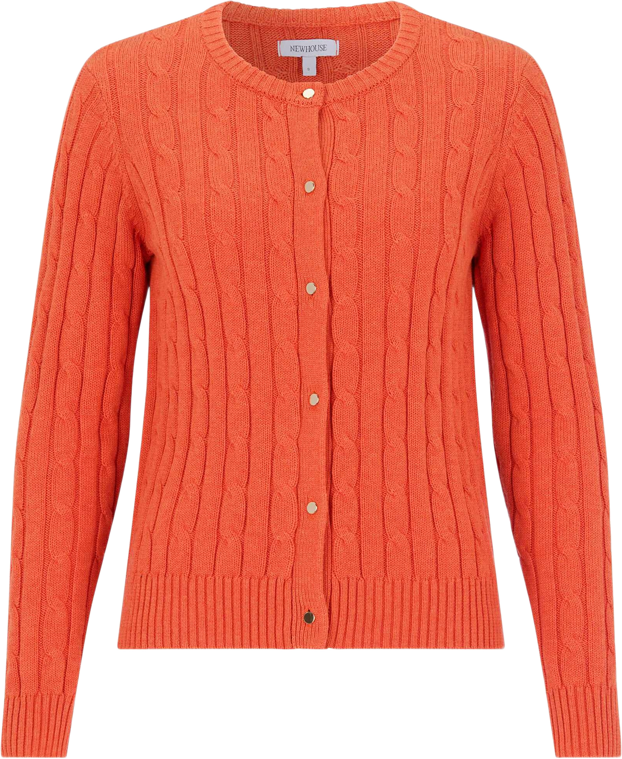 Brittany Cardigan, från Newhouse, i färgen orange.