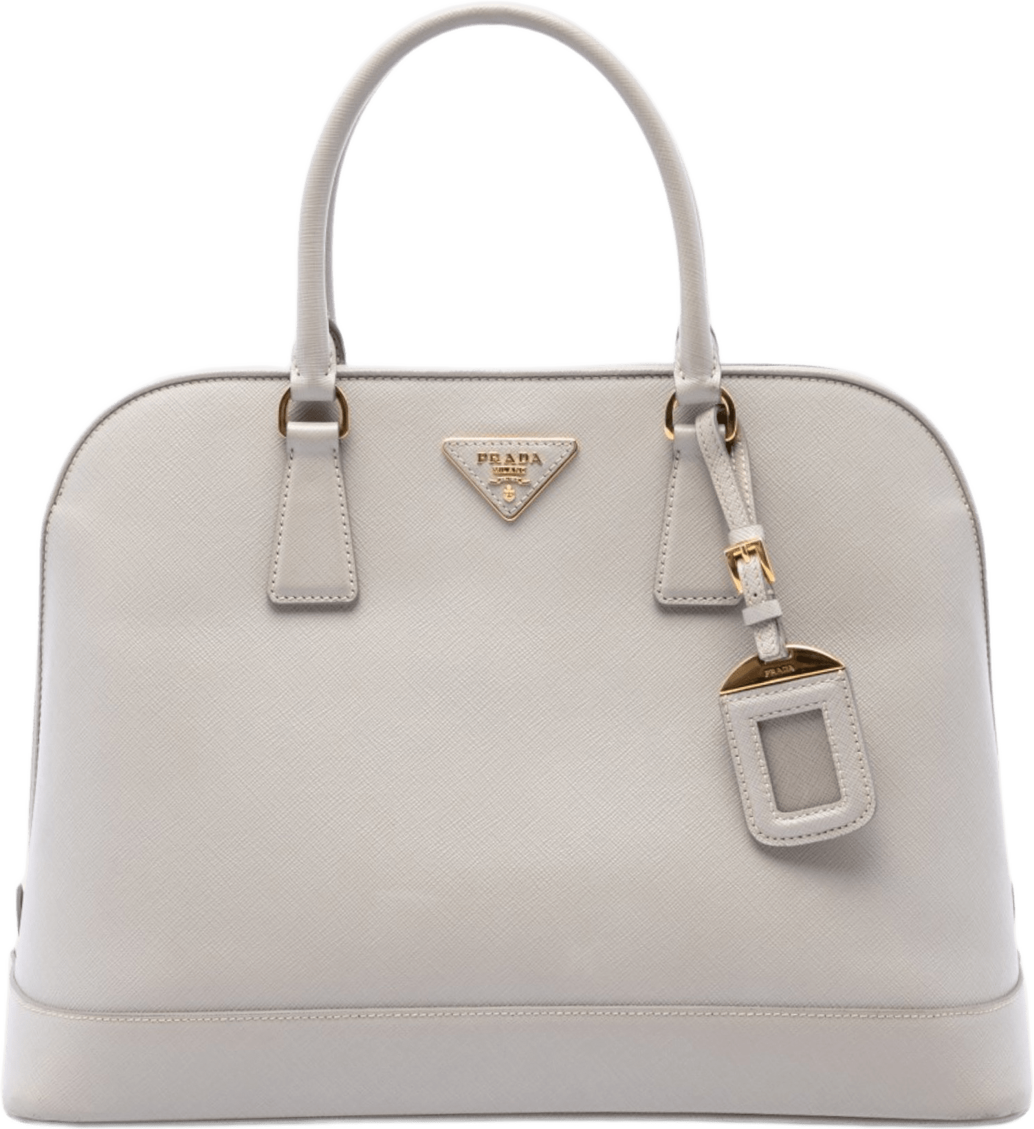 Prada Large Saffiano Lux Open Promenade Satchel, från Luxclusif, i färgen vit.