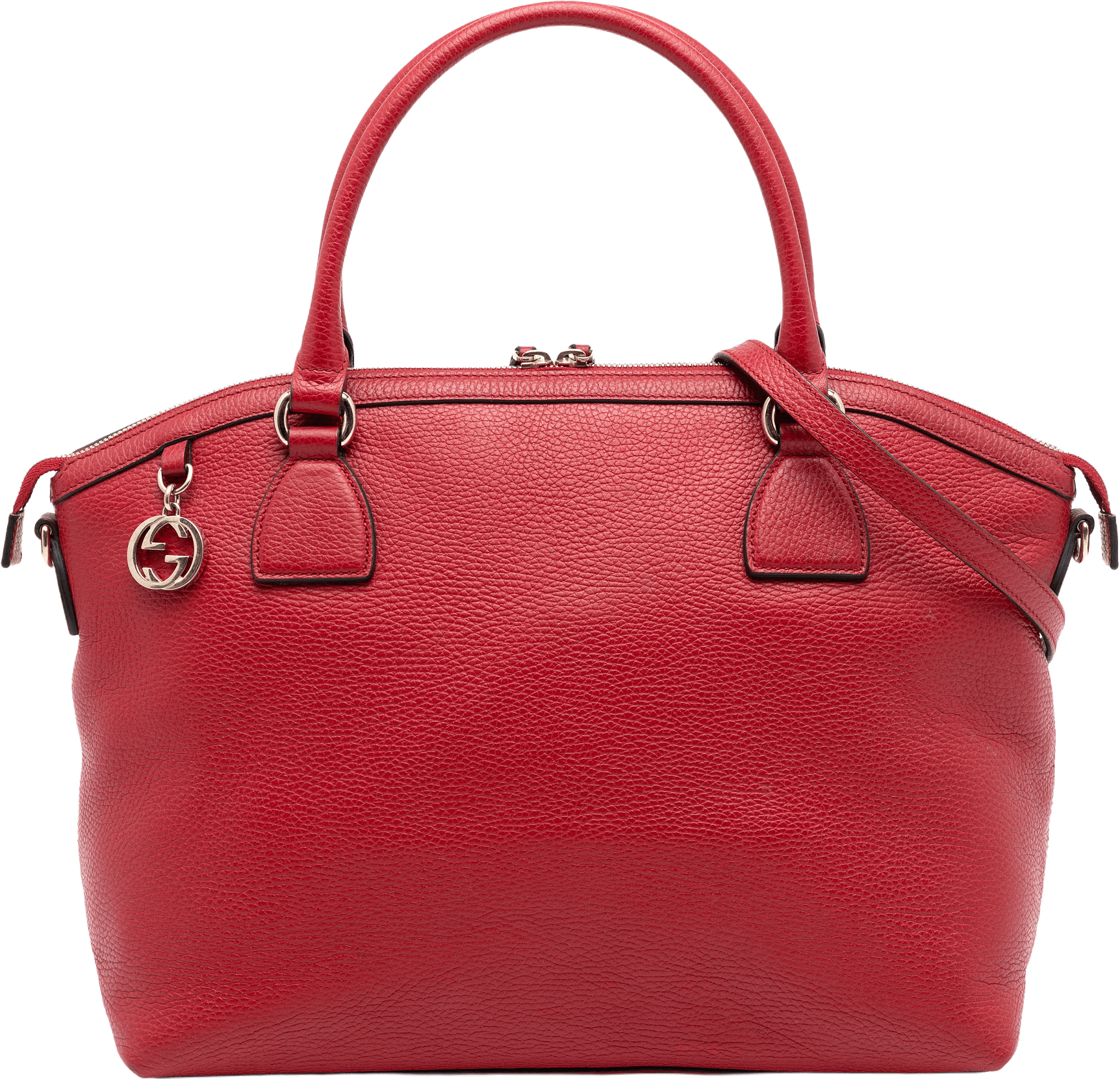 Gucci Large Dollar Calfskin Gg Charm Dome Satchel, från Luxclusif, i färgen red.