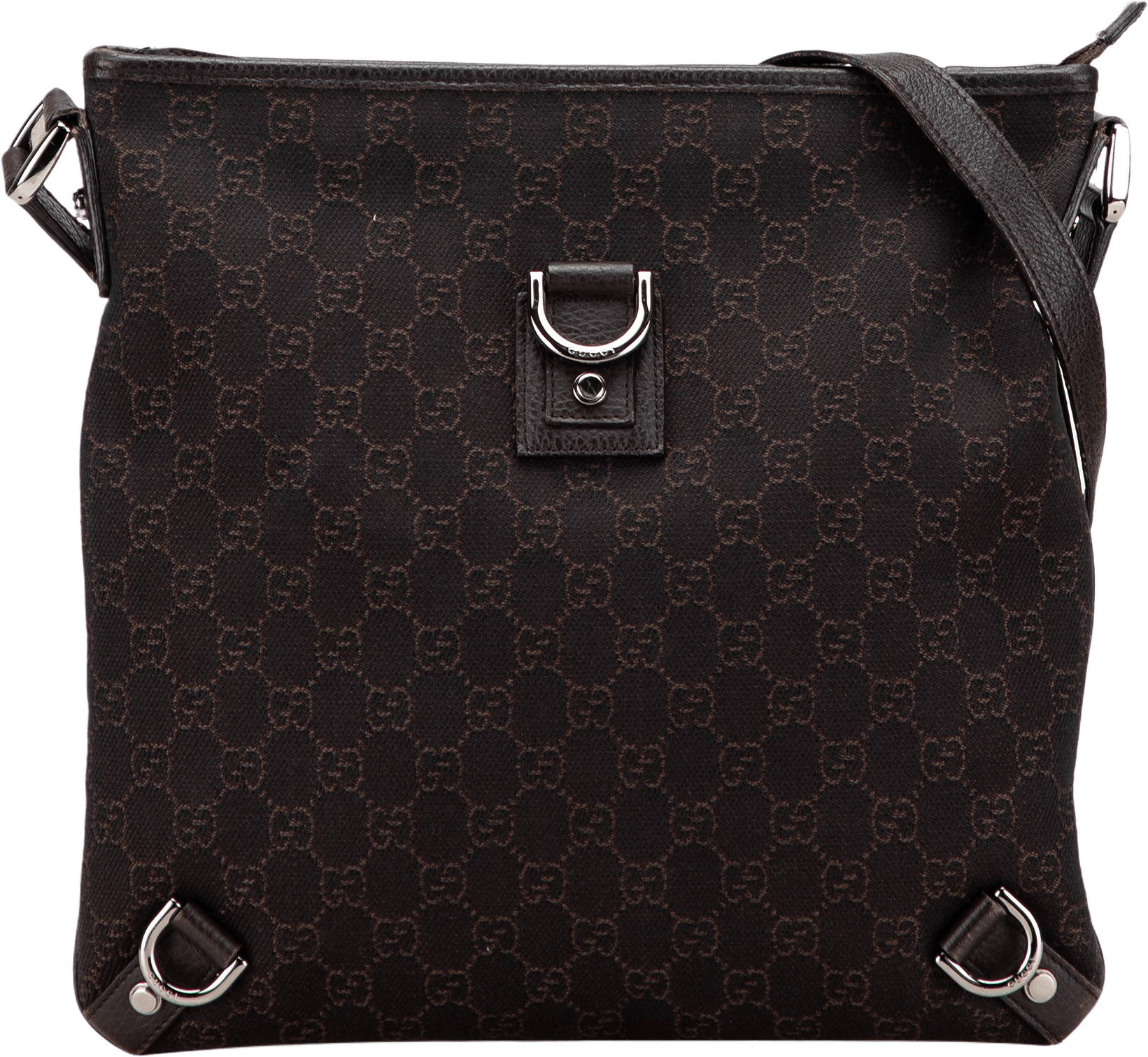 Gucci Gg Denim Abbey D Ring Crossbody, från Luxclusif, i färgen dark brown.