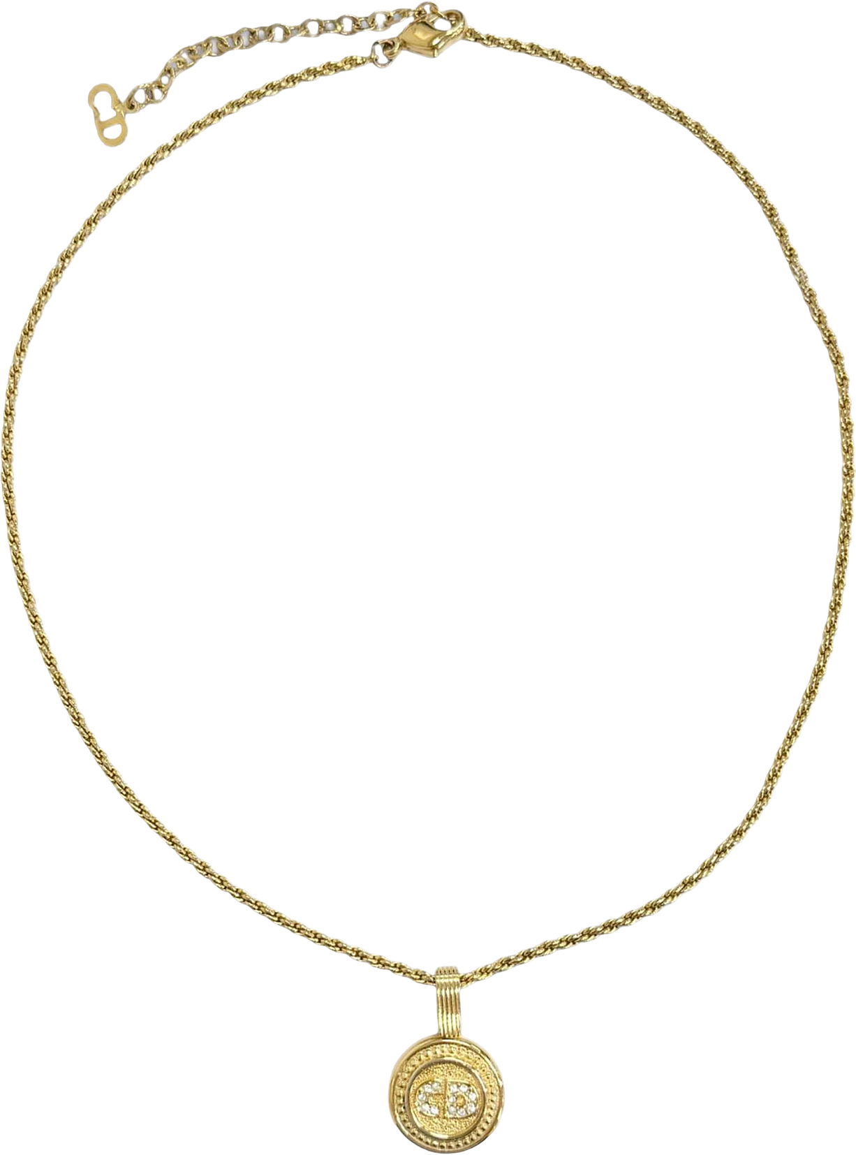 Dior Gold Plated Strass Cd Logo Pendant Necklace, från Luxclusif, i färgen guld.