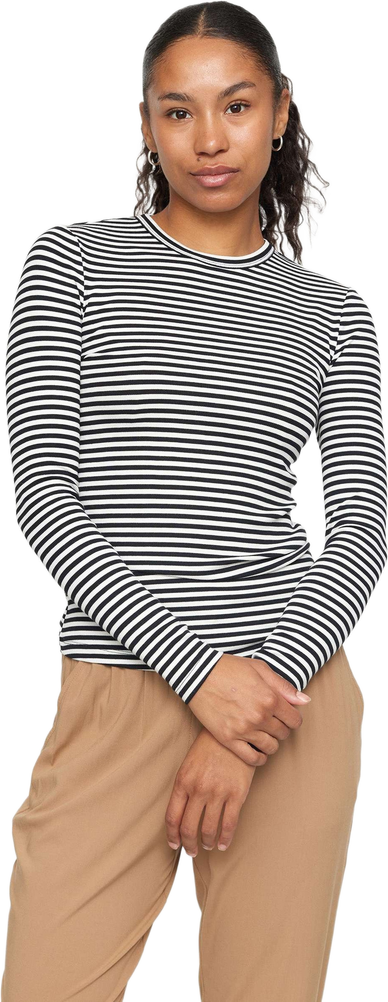 Srfenja Stripe O-neck Top - Total Eclipse, från Soft Rebels, i färgen black.
