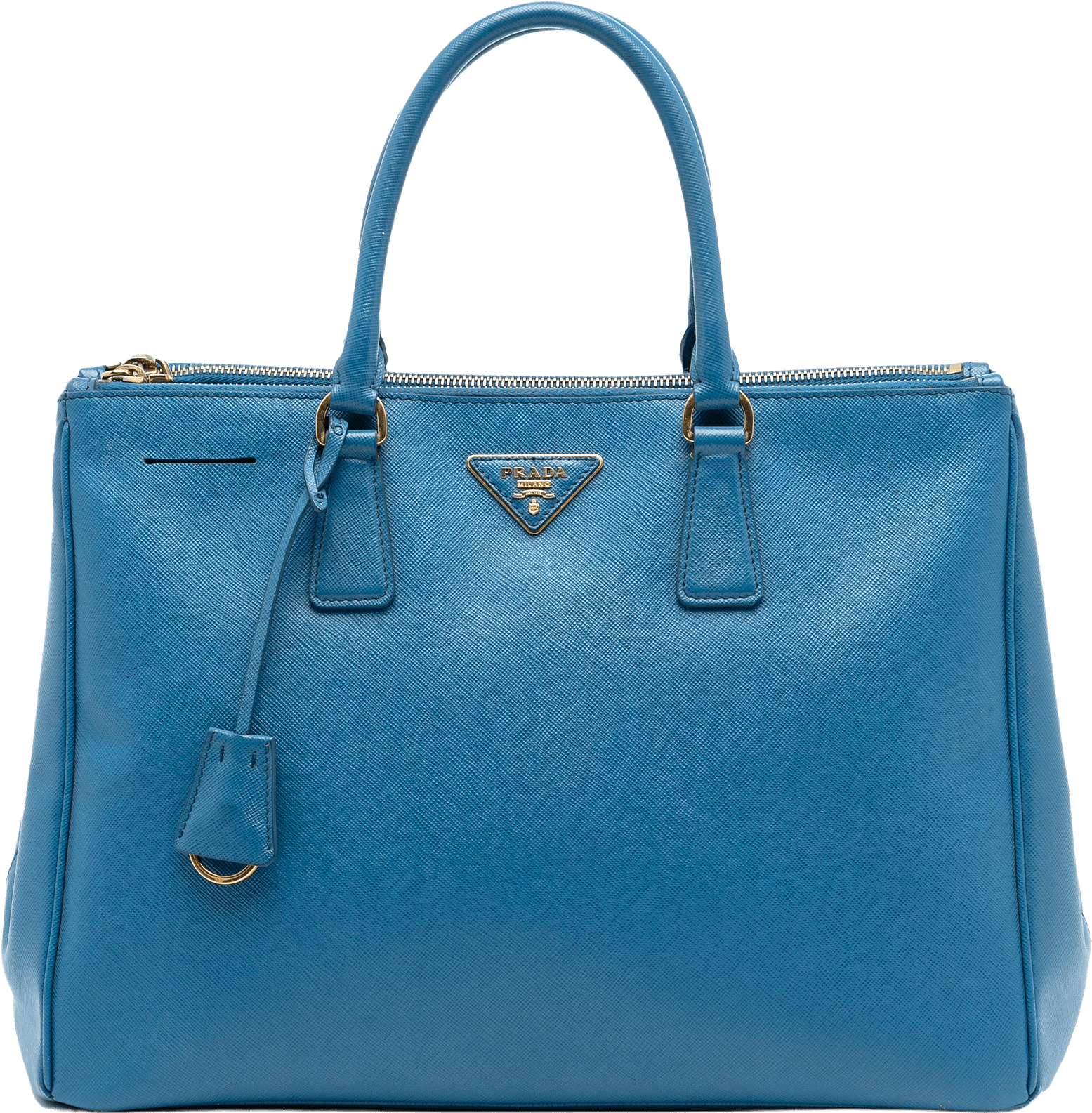 Prada Large Saffiano Lux Galleria Double Zip Tote, från Luxclusif, i färgen blue.