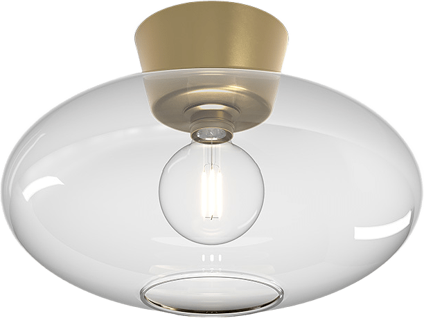 Plafond Bullo Xl Ø38, från Belid, i färgen mässing/klar glas.