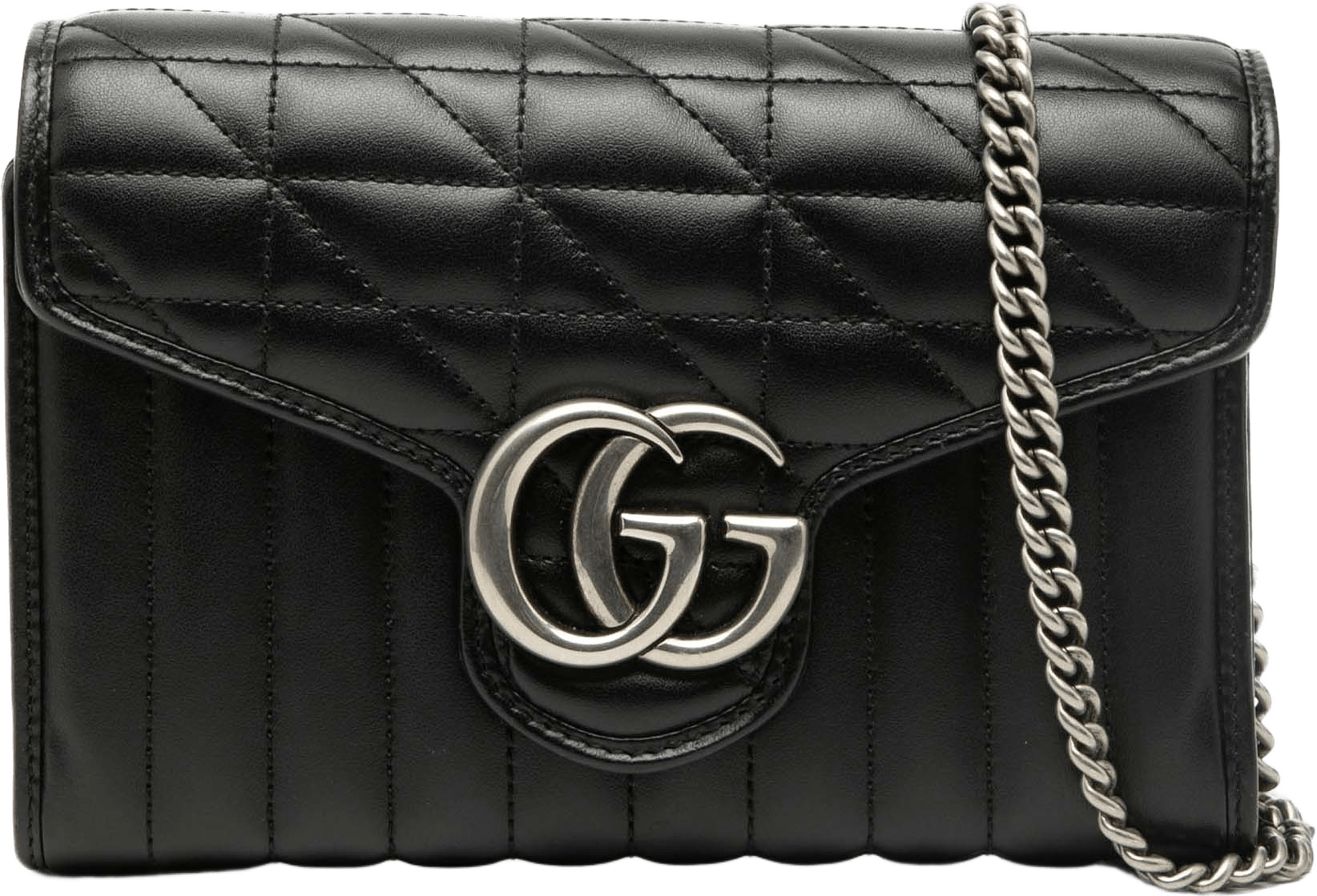 Gucci Gg Marmont Matelasse Leather Aria Wallet On Chain, från Luxclusif, i färgen black.