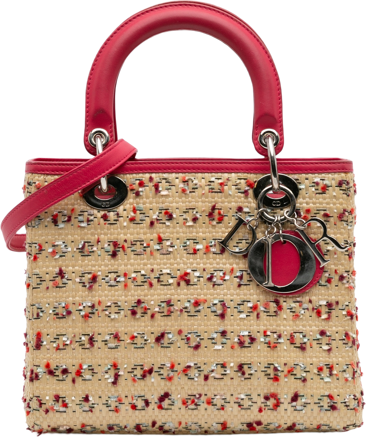 Dior Medium Woven Raffia Lady Dior, från Luxclusif, i färgen beige.