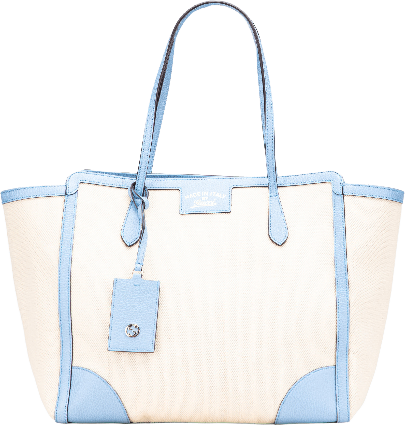 Gucci Medium Canvas Swing Tote, från Luxclusif, i färgen light beige.