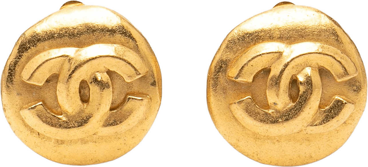 Chanel Cc Gold Plated Round Clip On Earrings, från Luxclusif, i färgen gold.