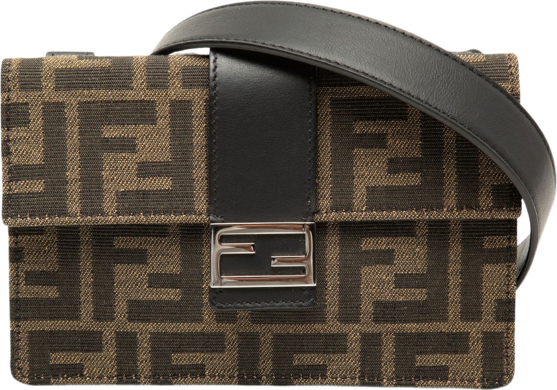 Fendi Zucca Canvas Convertible Baguette Pouch, från Luxclusif, i färgen brun.