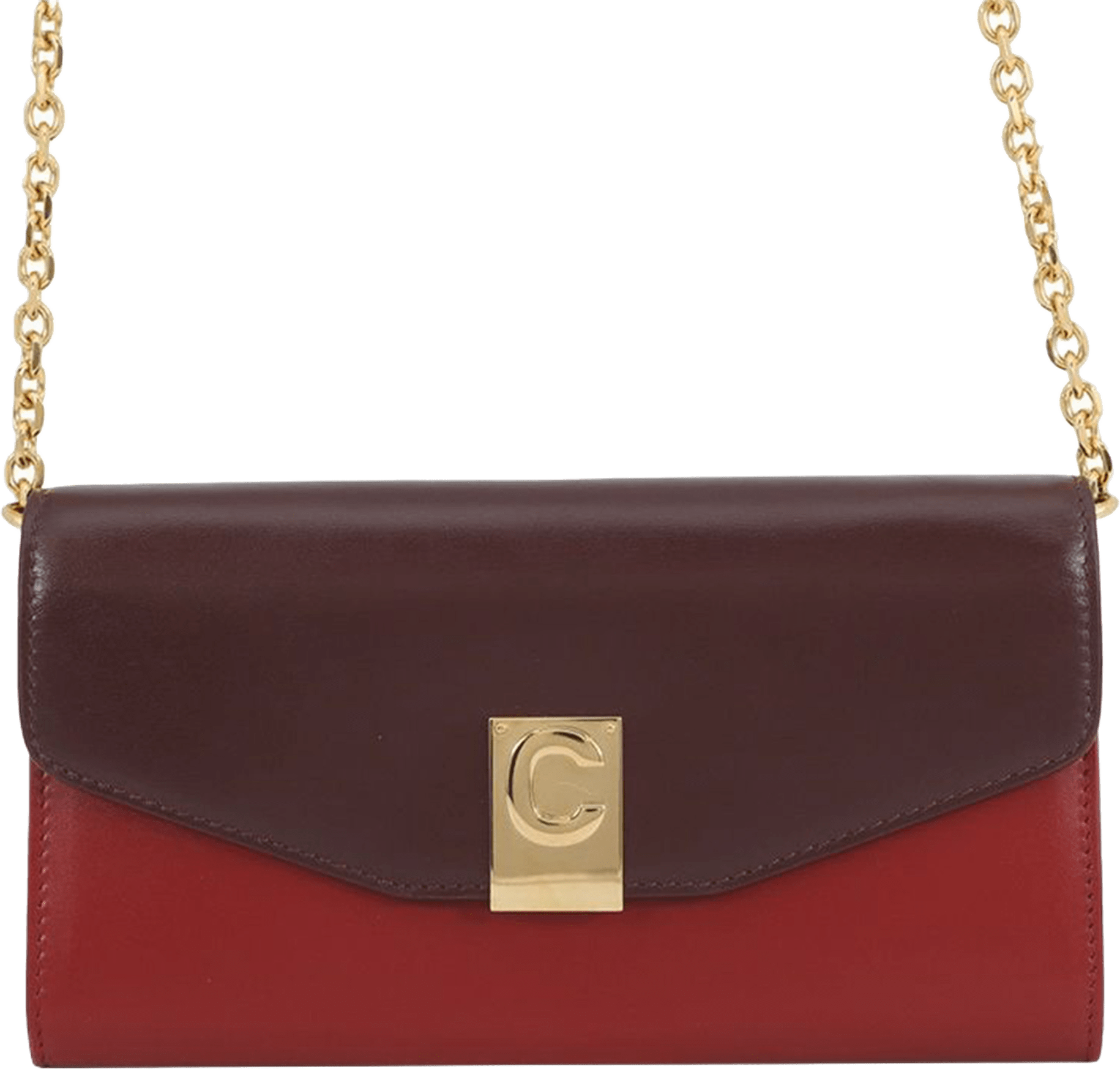 Celine Bicolor Leather C Bag Wallet On Chain, från Luxclusif, i färgen red.