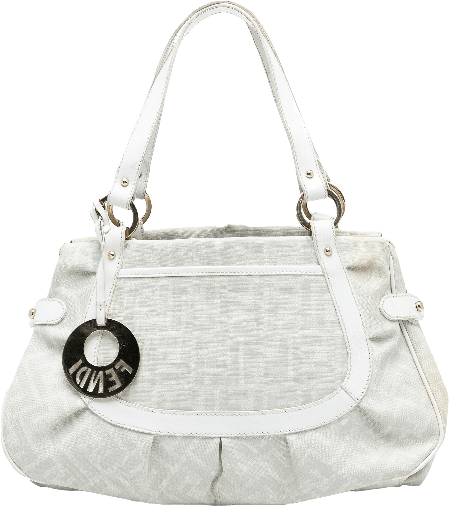 Fendi Medium Zucca Spalmati Chef Shopper Tote, från Luxclusif, i färgen white.