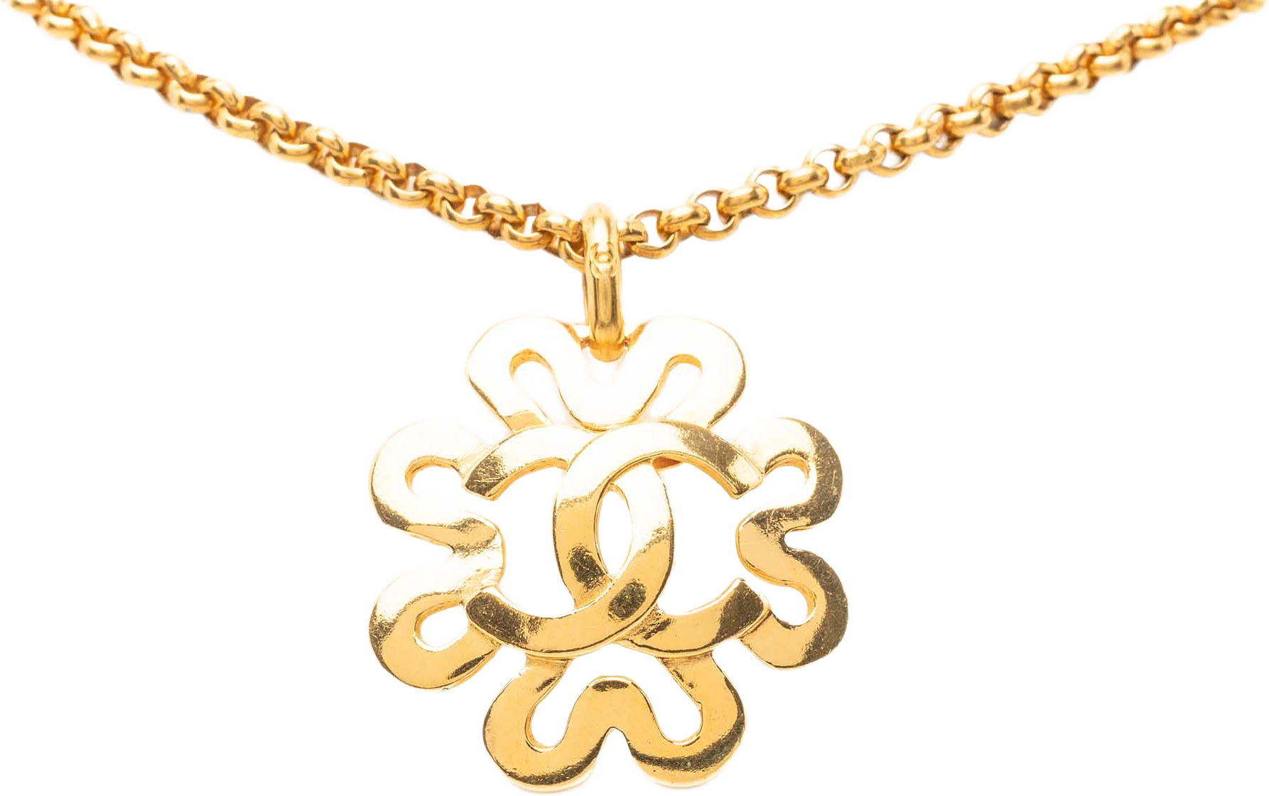 Chanel Cc Gold Plated Flower Pendant Necklace, från Luxclusif, i färgen guld.