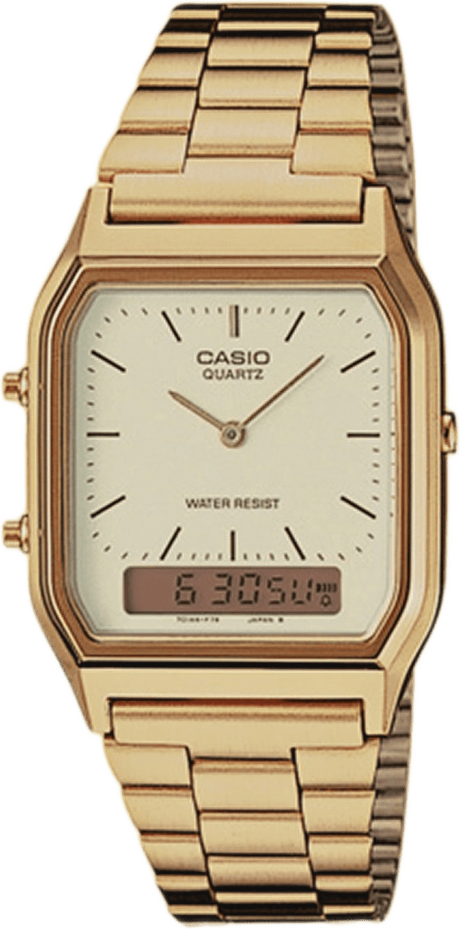 Casio Vintage Guld/guld, Stållänk - Aq-230ga-9dmqyes, från Casio, i färgen 1.