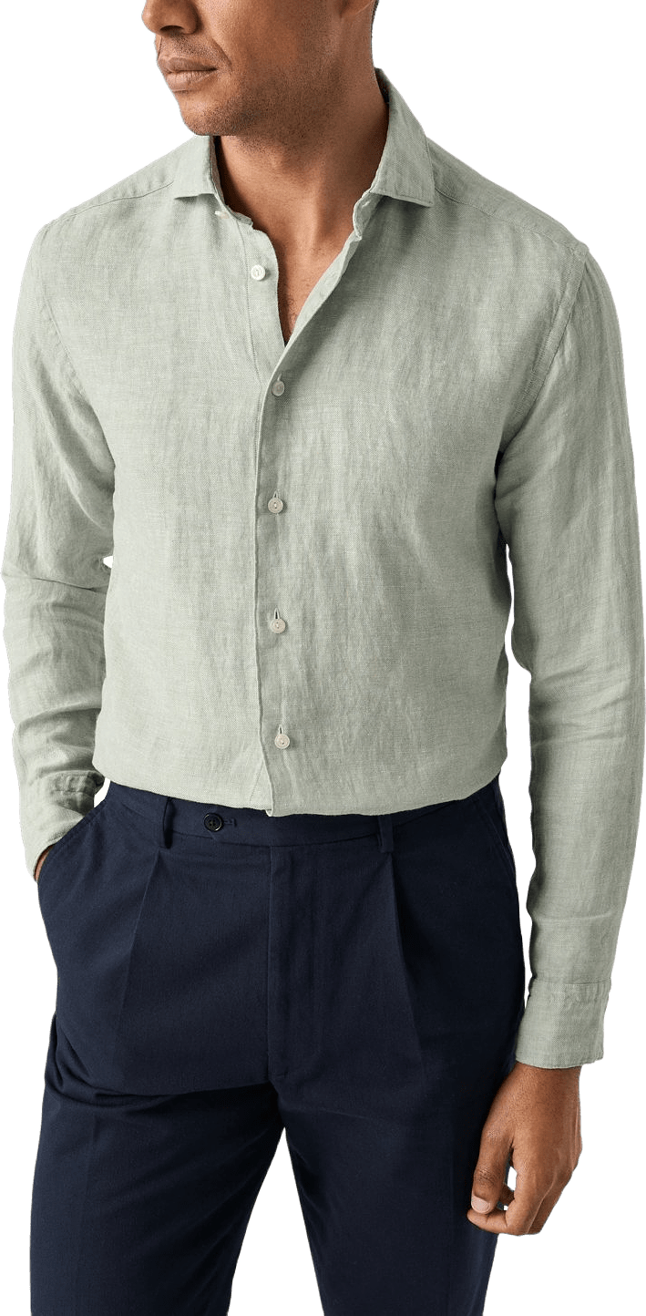 Linne Twill-skjorta Contemporary Fit, från Eton, i färgen mid green.