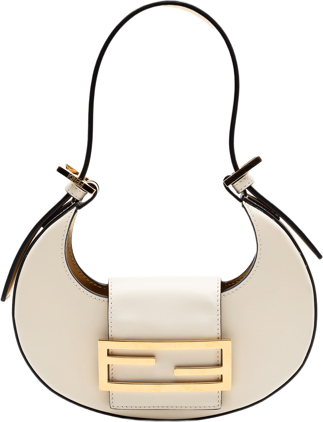 Fendi Mini Leather Cookie Hobo, från Luxclusif, i färgen white.