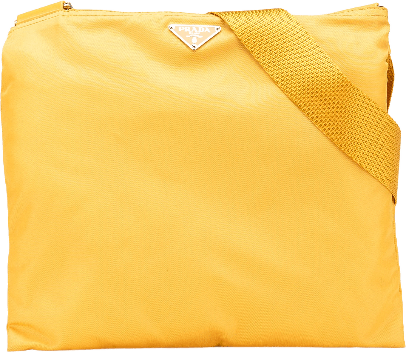 Prada Tessuto Zip Top Crossbody, från Luxclusif, i färgen yellow.
