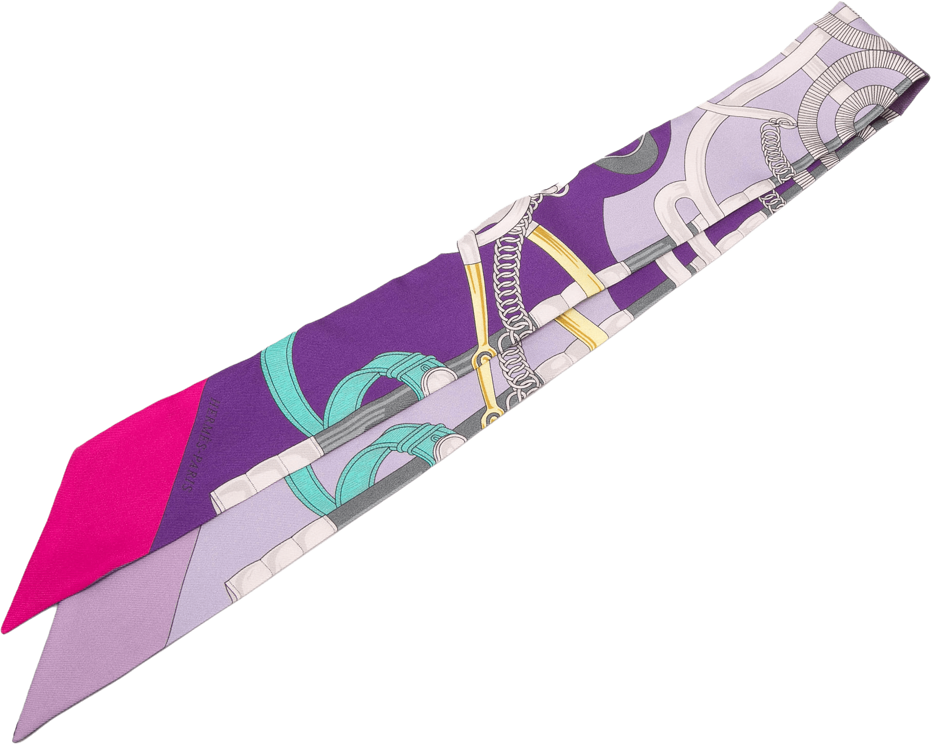 Hermès Eperon D Or Silk Twilly Scarf, från Luxclusif, i färgen lavender.