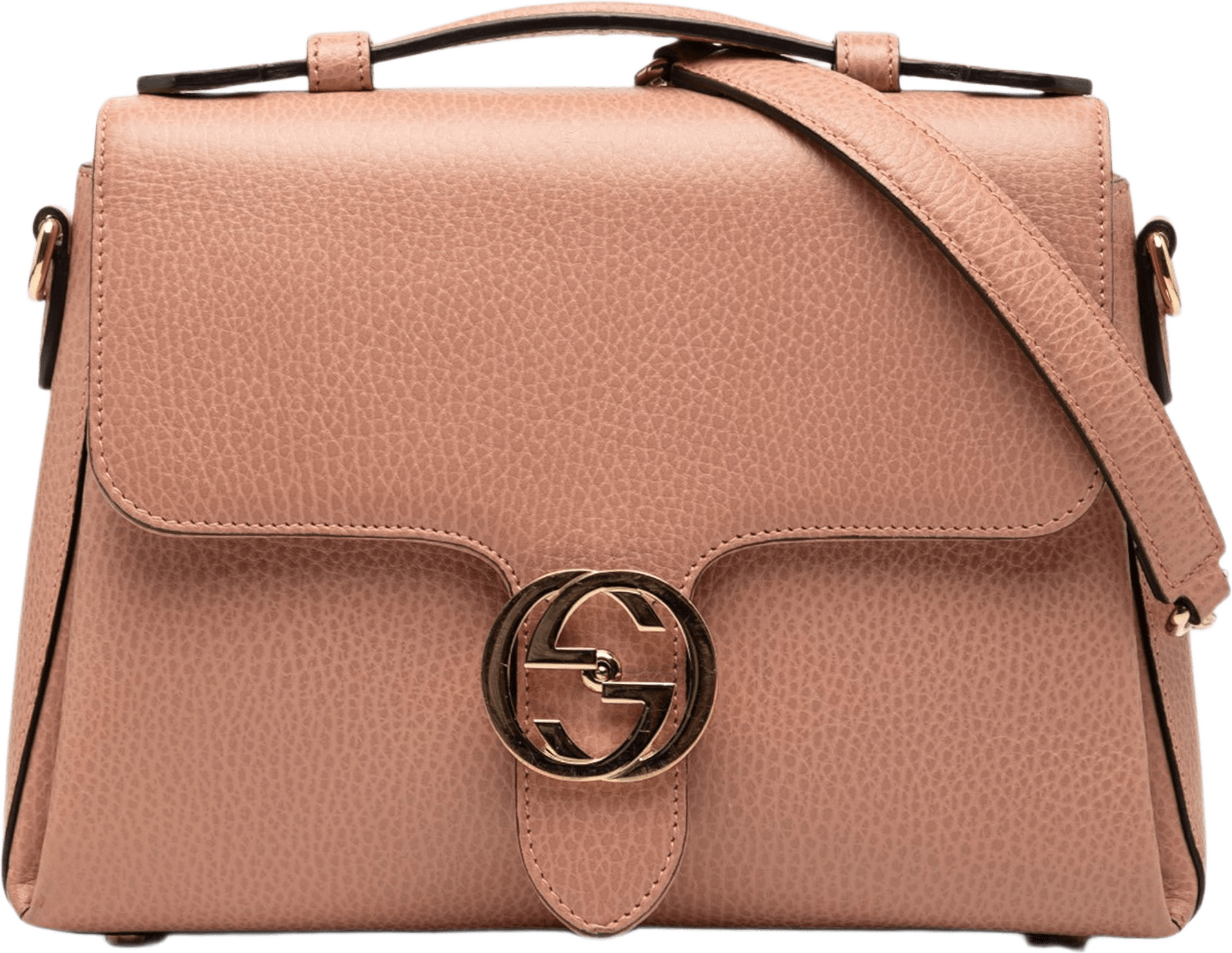 Gucci Small Dollar Calf Interlocking G Satchel, från Luxclusif, i färgen rosa.