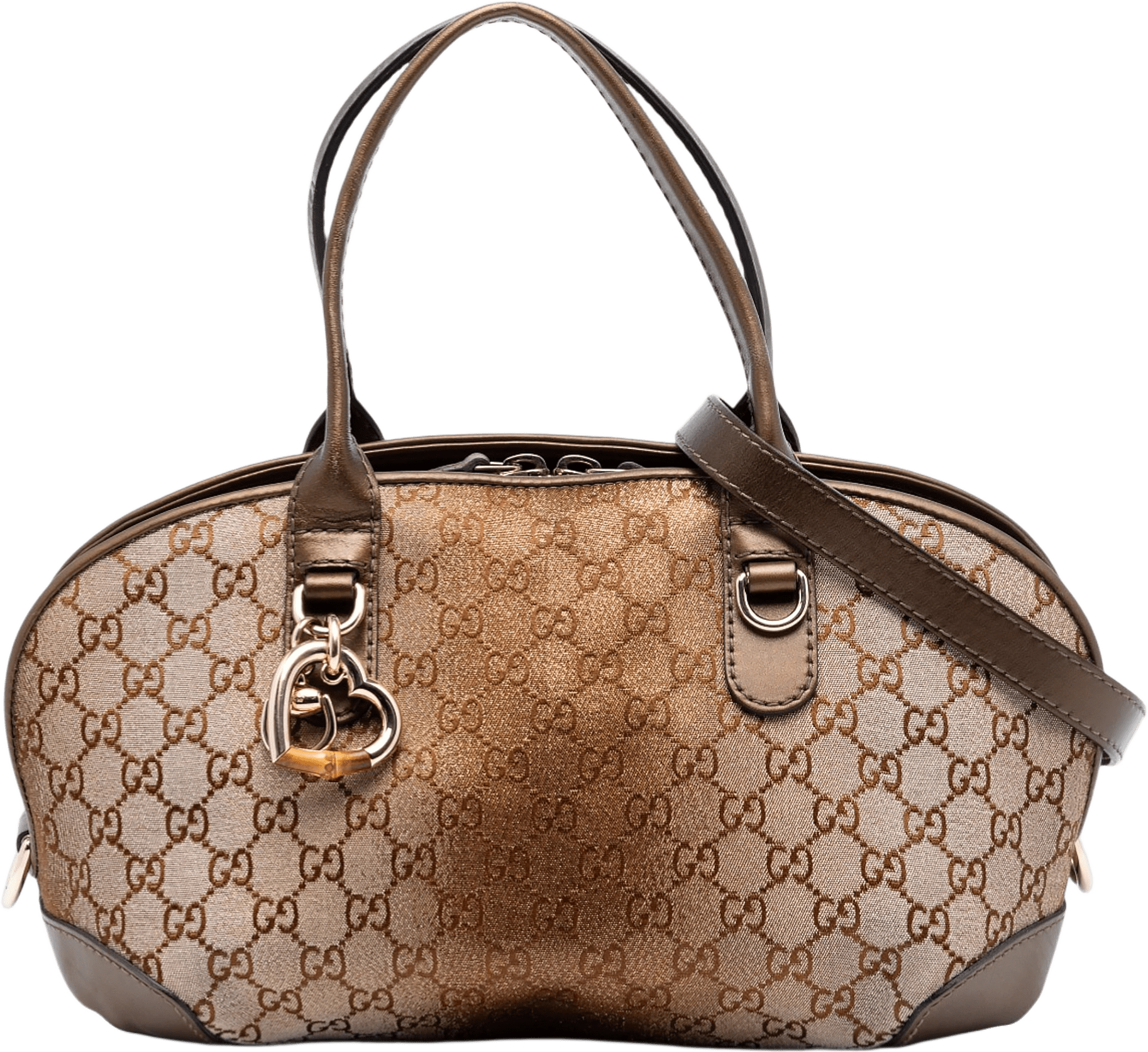 Gucci Gg Lurex Heart Bit Satchel, från Luxclusif, i färgen beige.