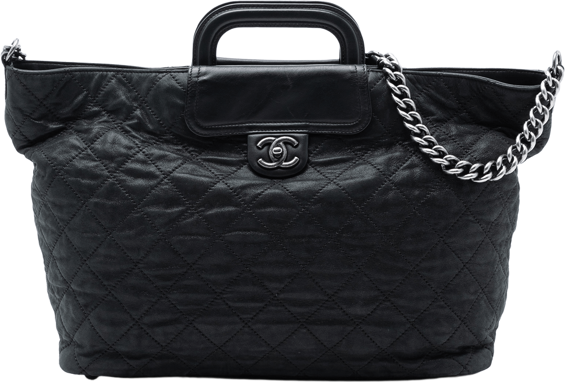 Chanel Large Iridescent Quilted Calfskin In The Mix Shopping Tote, från Luxclusif, i färgen black.