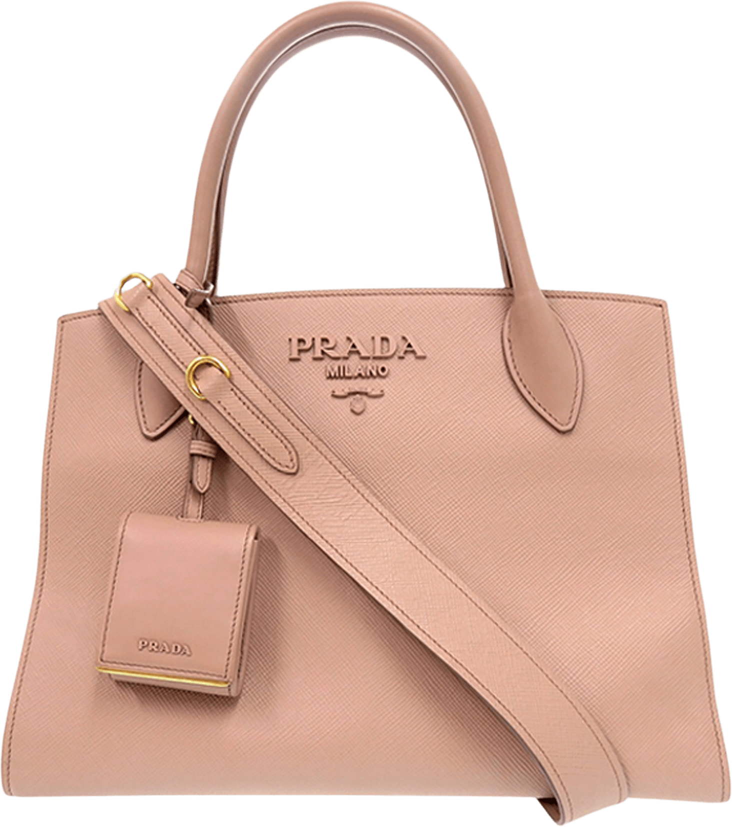 Prada Medium Saffiano Cuir Monochrome Top Handle Tote, från Luxclusif, i färgen nude.